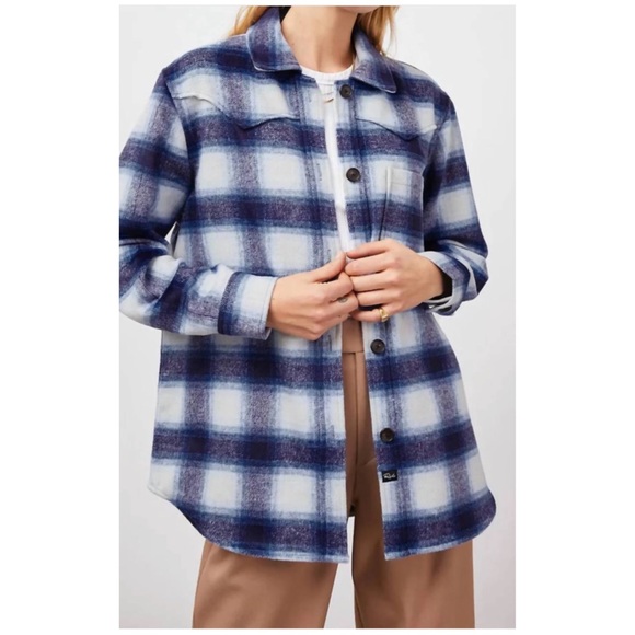 Rails | Flannel Blue Plaid Western Tripp Shirt Jacket Shacket Large - Picture 1 of 14